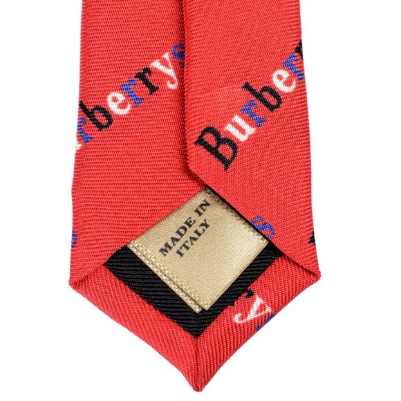 Burberry Men's 100% Silk Red Graphic Print Tie - Picture 6 of 6